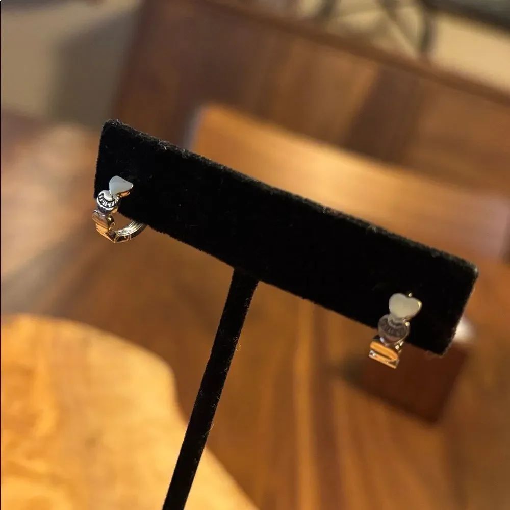 Juicy Silver Heart Charm Huggie Earrings